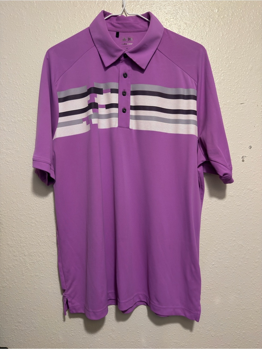 Men’s Adidas Climacool Purple Striped Golf Polo